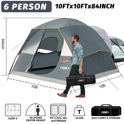 UNP SUV Dome Tent for Camping, Outdoor 6 Person Car Camping Tent, Easy Set Up SUV Tailgate Tent with Rainfly 10' x 10' Vehicle Camping Tent | for Camping, Outdoor, Car Camping Tent, Easy Set Up, SUV Tailgate Tent, with Rainfly