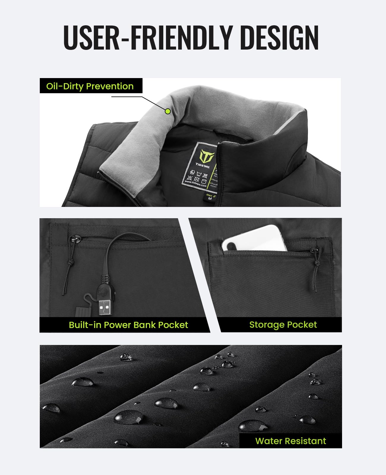 TIDEWE Women’s Lightweight Heated Vest with Battery Pack for Hunting/Hiking