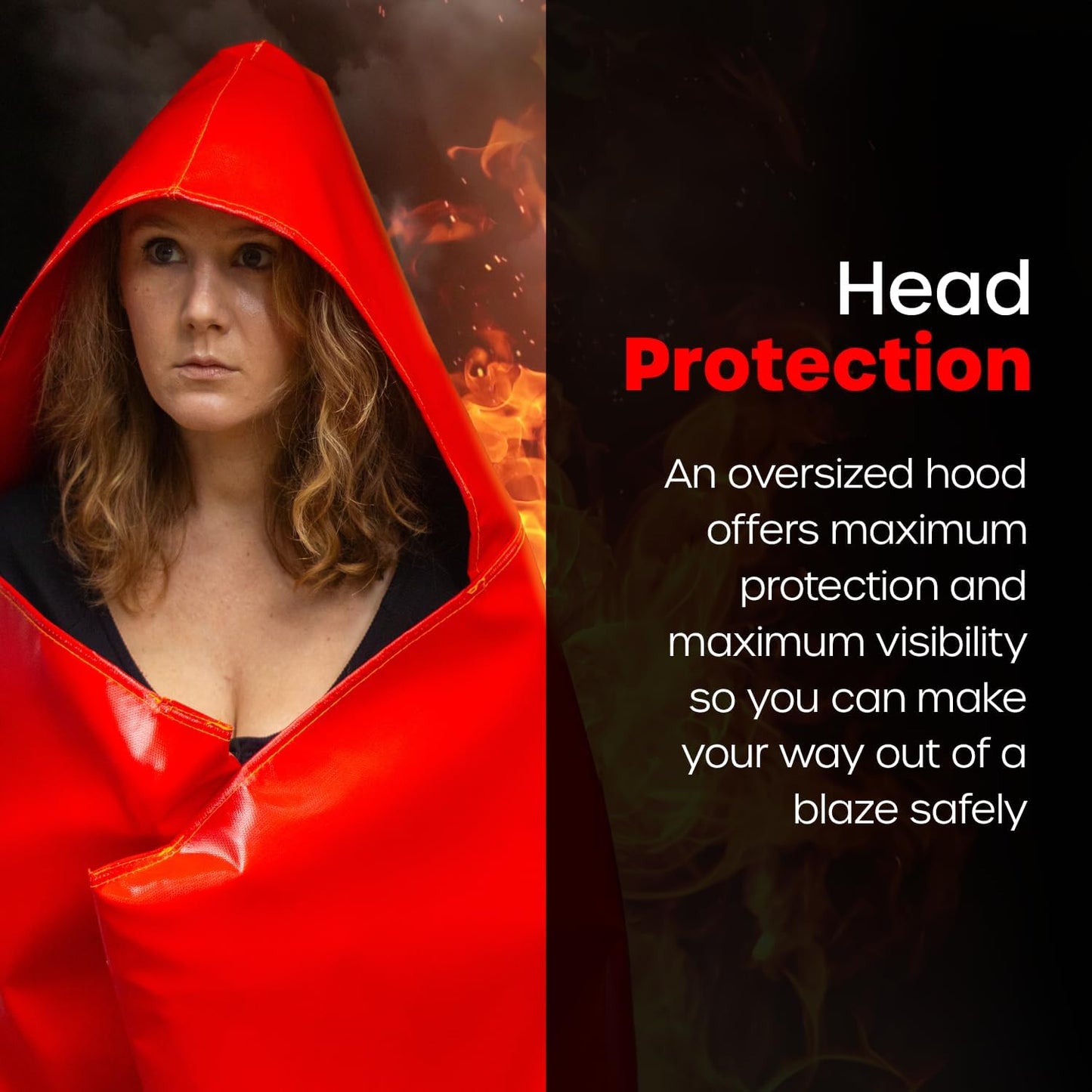 Prepared Hero Flame Shield 1 Pack - Resistant Up To 1100 Degrees - CE Certified - Fire Cape - Fire Cloak - Fireproof Clothing - Fireproof Hooded Cloak - Emergency Fire Blanket For Home