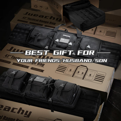 Jueachy Tactical Double Rifle Bag: 42 Inch Rifle Case Long Gun Bag Soft Bags Conceal Backpack Strap Lockable Compartment