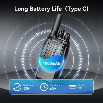 Case of 6,Retevis H-777 Walkie Talkies for Adults Long Range, Rechargeable Two-Way Radios,with 6-Way Multi Unit Charger,Flashlight Handheld Business 2 Way Radios