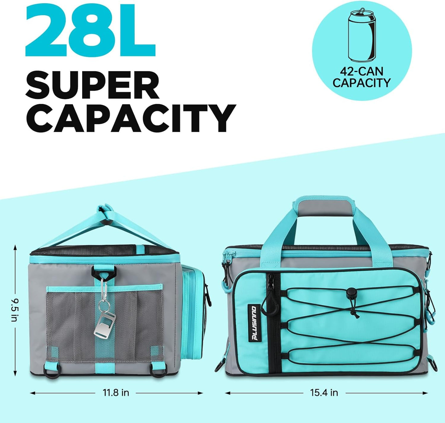 PLUSINNO Paddle Board Cooler, Waterproof SUP Cooler Durable PVC Material, Paddle Board Bag with TPU Zipper, 12-Pocket Fits 42 Cans, Paddle Board Accessories for Beach, Camping, Kayaking