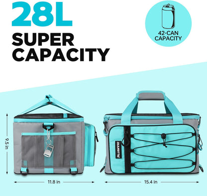 PLUSINNO Paddle Board Cooler, Waterproof SUP Cooler Durable PVC Material, Paddle Board Bag with TPU Zipper, 12-Pocket Fits 42 Cans, Paddle Board Accessories for Beach, Camping, Kayaking