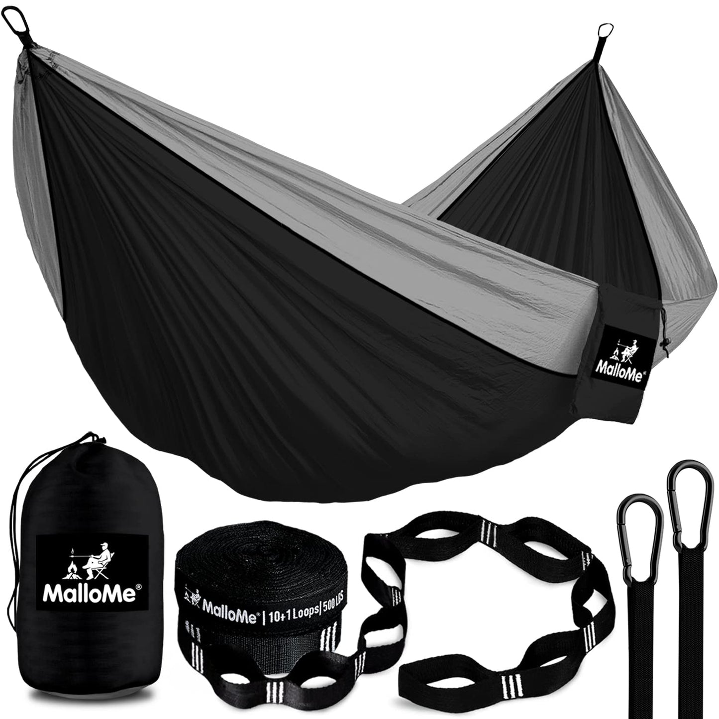 MalloMe Camping Hammock for Adults & Kids - Portable Hammocks for Outside - Hamacas para Adultos Outdoor Single & Double Two 2 Person Hammock - Hamaca/Hamacs/Amacas Heavy Duty Tree Travel Hamock