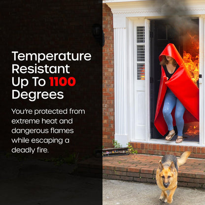 Prepared Hero Flame Shield 1 Pack - Resistant Up To 1100 Degrees - CE Certified - Fire Cape - Fire Cloak - Fireproof Clothing - Fireproof Hooded Cloak - Emergency Fire Blanket For Home