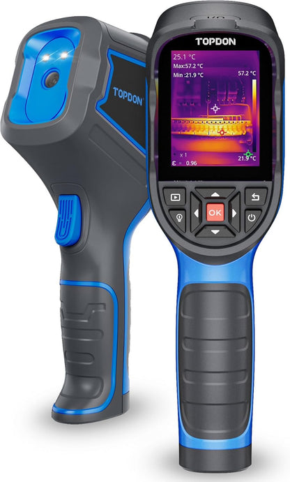 TOPDON TC005 256 x 192 IR High Resolution Dual-Camera Thermal Imaging Camera with 12-Hour Battery Life and 2MP Visual Light Camera, -4°F~1022°F Handheld Infrared Thermal Imager with PC 2D/3D Analysis