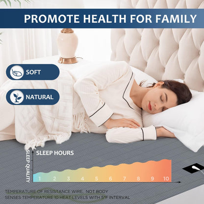 Grounding Mat for Bed, Grey Conductive Grounding Mat Improving Sleep Natural Wellness, Silver Grounding Mat Earthed for Reducing Pain with 15 Feet Grounding Cord (76"*80")