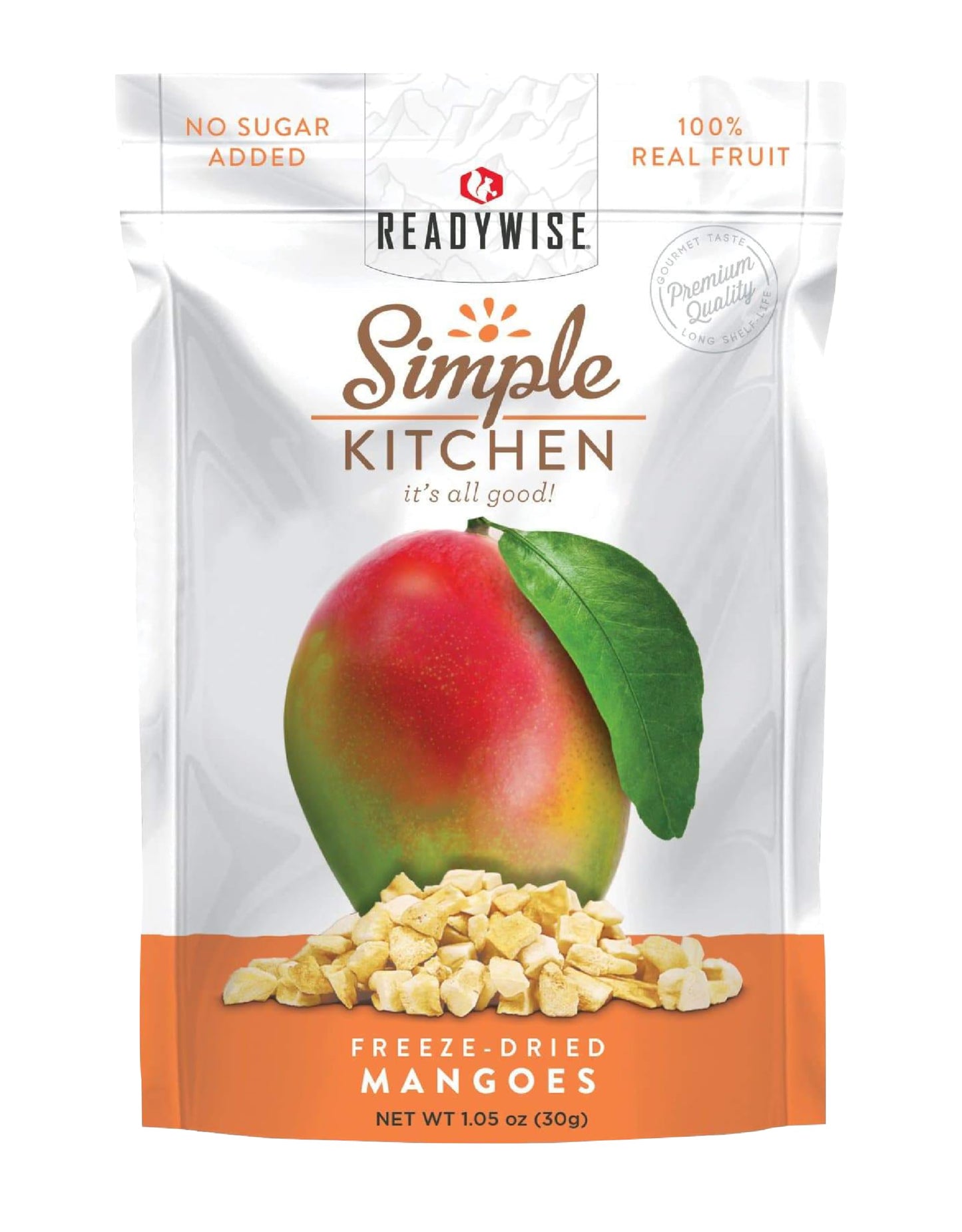 READYWISE - Simple Kitchen, Freeze-Dried Peaches, 1.16 oz, Pack of 6, Vegetarian, Gluten Free, Snacks, Peaches, Dried Fruit, Pre Workout, Healthy Snacks, Camping, Backpacking, Survival Food