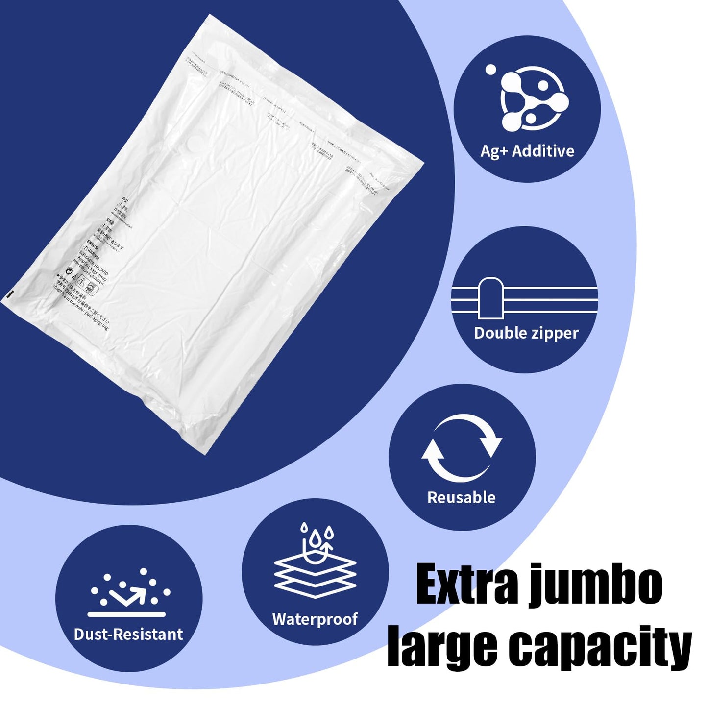 10 Pack Vacuum Storage Bags, Large Cube Bag (19.6 * 27.5 * 11.8 Inch), Large Vacuum Seal Bags for Clothing, Comforters, Blankets, Bedding, Closet Organization Space Saving