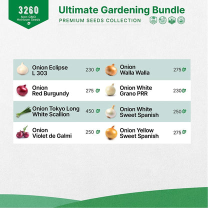 Organo Republic 14 Tomato Seeds & 8 Onion Seeds Variety Pack Bundle, 3,200+ Non-GMO Heirloom Garden Seeds for Planting Tomatoes and Onions for Indoor & Outdoor Gardening