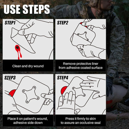 RHINO RESCUE Bundle-Vented Chest Seal, 4 Vents, Sterile Emergency Trauma Dressing, Occlusive Adhesive Pad+First Aid Splint 36" X 4.3" Orange-Gray, Keep Bones in Position (2, Folded)