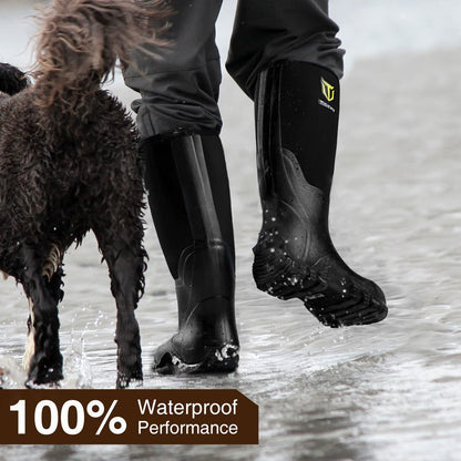 TIDEWE Rubber Boots for Men Multi-Season, Waterproof Rain Boots with Steel Shank, 6mm Neoprene Sturdy Rubber Outdoor Hunting Boots (Black, Brown, Next Camo G2)