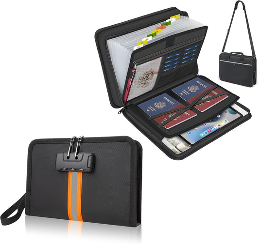 Fireproof Money Bag & Accordion File Organizer