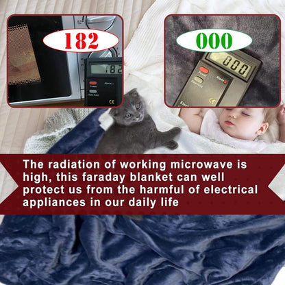 NEWMEIL Fara Day Blanket for Sleeping, Big Size 50IN * 60IN (127CM * 152CM) Thick Fara Day Blanket for Belly, Warm White Berber Fleece and Navy Blue Flannel with Fara Day Fabric