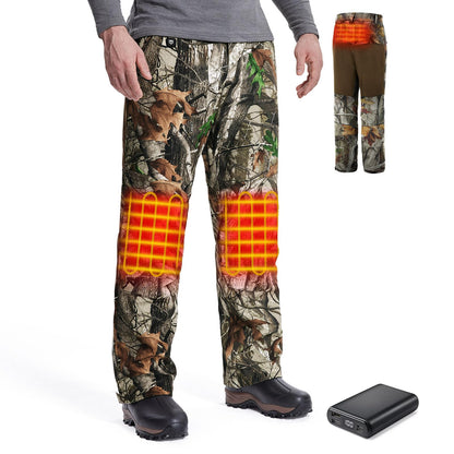 TIDEWE Hunting Pants Heated for Men with Battery Pack, Water Resistant Rechargeable Hiking Pants for Trekking Skiing Climbing