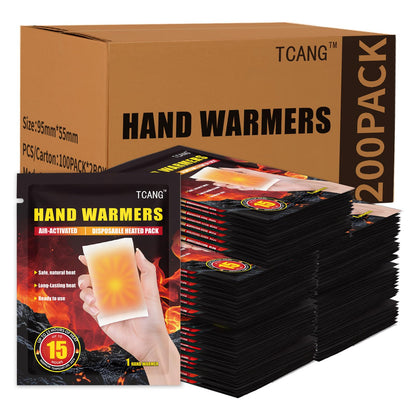 Hand Warmers Disposable - Up to 15 Hours of Heat - 50/100/200 Pack Super Long Lasting Air Activated Warmers, All Natural, Portable for Body, Hands & Toes - Odorless Hot Warmer Heater for Outdoor Sport