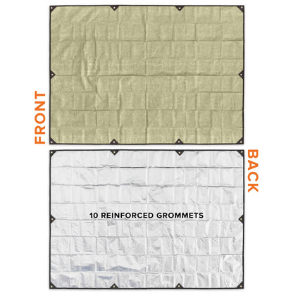 Arcturus XL Heavy Duty Survival Blanket – Insulated Reflective Thermal Camping Tarp - 8.5 FT x 12 FT (Olive Green)