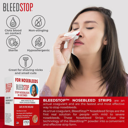 BleedStop™ First Aid Powder and Strip for Blood Clotting, Trauma Kit, Blood Thinner Patients, Camping Safety, and Survival Equipment for Moderate to Severe Bleeding Wounds or Nosebleeds