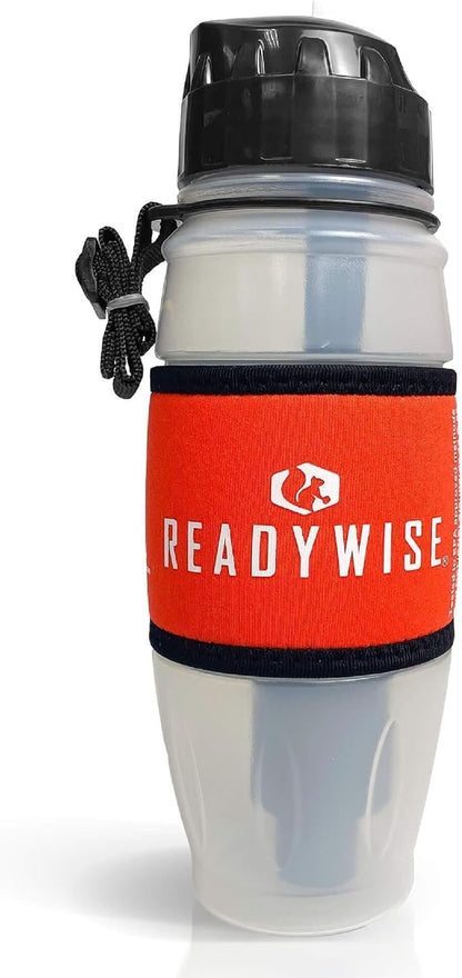 ReadyWise - 28 Oz, Seychelle Water Filtration Bottle, Hiking, Backpacking and, Camping Water Bottle, BPA-Free, Prepper Gear and Supplies, Gray/Black