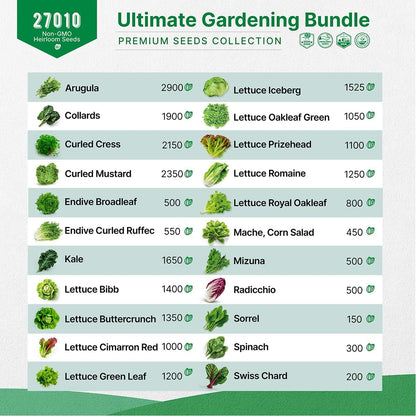Organo Republic 22 Lettuce & Salad Greens and 8 Onion Seeds Variety Pack Bundle, 26,900+ Non-GMO Heirloom Seeds for Planting Lettuce and Onions for Indoor & Outdoor Gardening