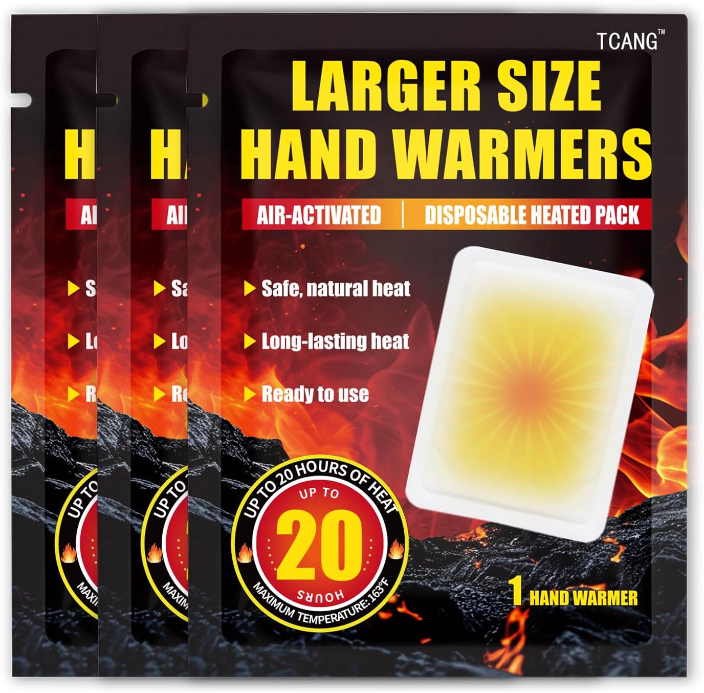 Hand Warmers Disposable 3 Pack- Up to 20 Hours of Heat - Super Long Lasting Air Activated Warmers, All Natural, Portable for Body, Hands & Toes - Odorless Hot Warmer Heater for Outdoor Sport