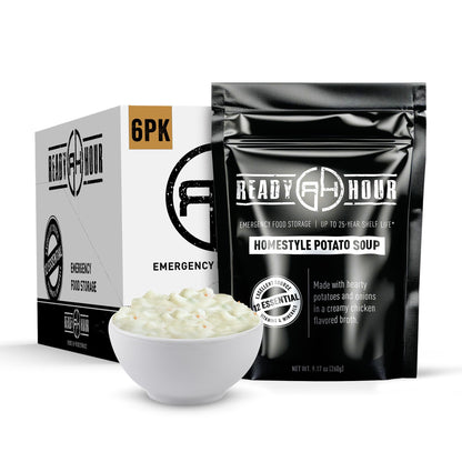 Ready Hour Homestyle Potato Soup Case Pack – 24 Servings (6 Pouches) – Freeze-Dried Soup, Emergency Survival Food, Long-Term Storage, Dehydrated Bulk Meal, Prepper Pantry Essential