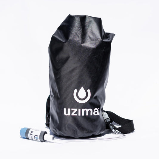 Uzima UZ-BP Backpack System- Gravity Water Bag That Provides Collection, Storage, Filtration, and Transportation All in One: 17.5L Capacity. WHO Certified Backpacking Water Filtration System.