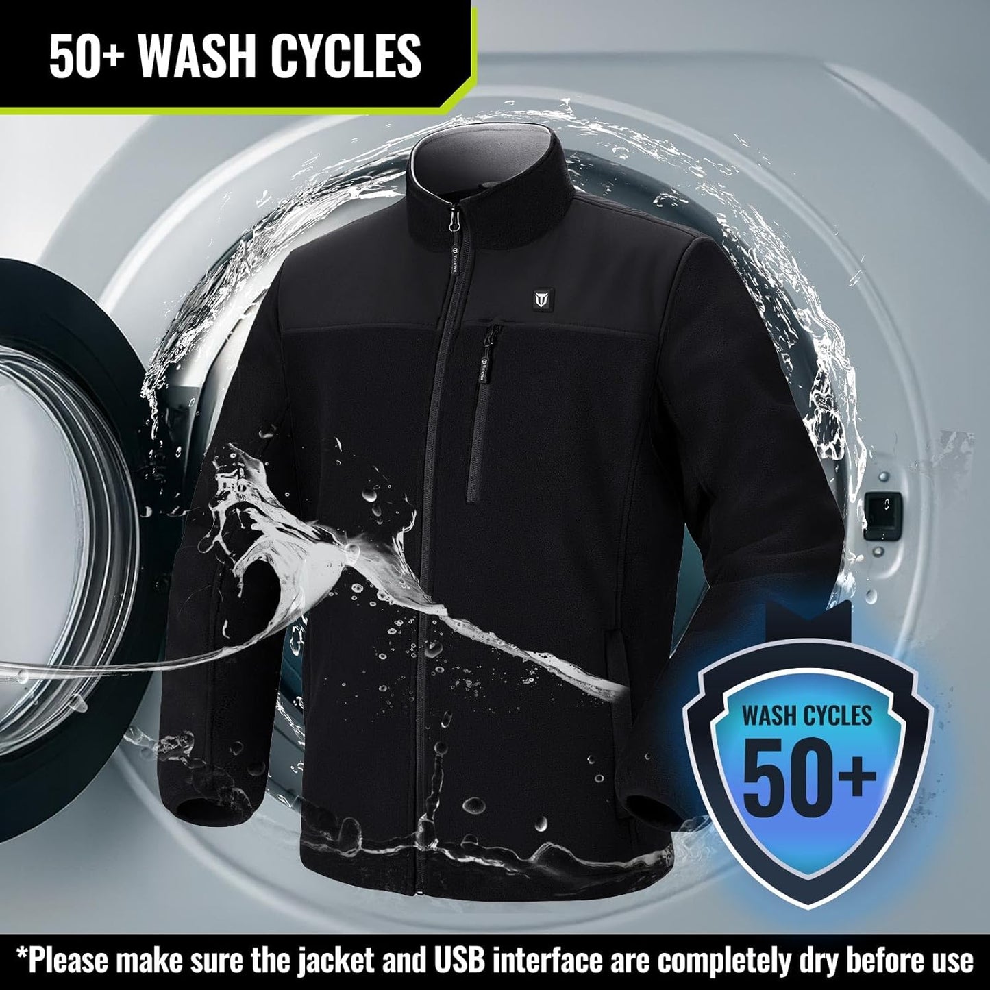 TIDEWE Heated Jacket Pro for Men, Rechargeable Battery-Powered Fleece Coat for Hunting (Black, Camo, Size S-XXXL)