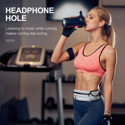 Jueachy Running Belts for Women Waterproof Fanny Pack Running Waist Pouch Phone holder Adjustable Sports Money Belt with Headphone Port