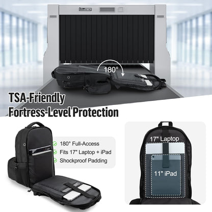 Jueachy Tactical Backpack with Lunch Box for Men: Laptop Compartment Bookbag with lunchbox for Work School for Women Mens Black