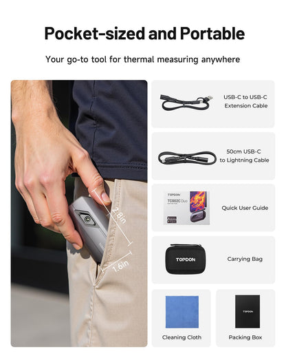 TOPDON TC002C Duo Thermal Camera, Compatible with Any USB-C iPhone, iPad & Android Device, 512 x 384 Super Resolution, 256 x 192 IR Resolution Thermal Imager, -4°F~1022°F Temp Range