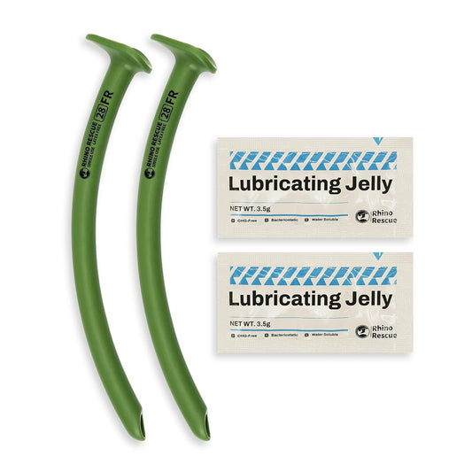 RHINO RESCUE Nasopharyngeal Airway, NPA Nasal Airway 28 FR. with Lubricants (2-Pack)
