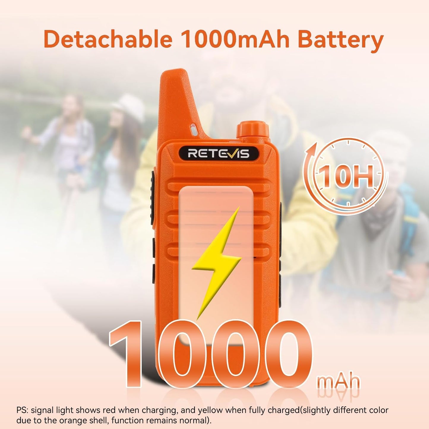 Retevis RT22 Walkie Talkies, Mini 2 Way Radio Rechargeable, VOX Handsfree, Portable, Two-Way Radios Long Range with Earpiece, for Family Road Trip Camping Hiking Skiing(2 Pack, Black)