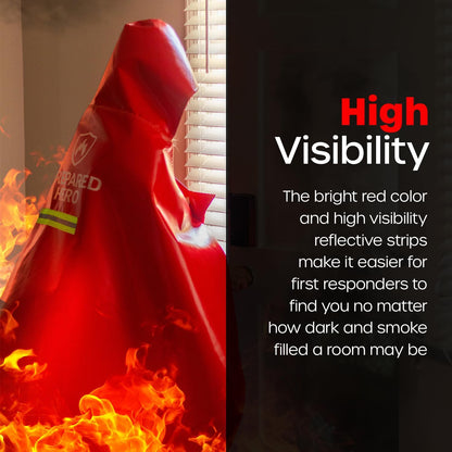 Prepared Hero Flame Shield 1 Pack - Resistant Up To 1100 Degrees - CE Certified - Fire Cape - Fire Cloak - Fireproof Clothing - Fireproof Hooded Cloak - Emergency Fire Blanket For Home