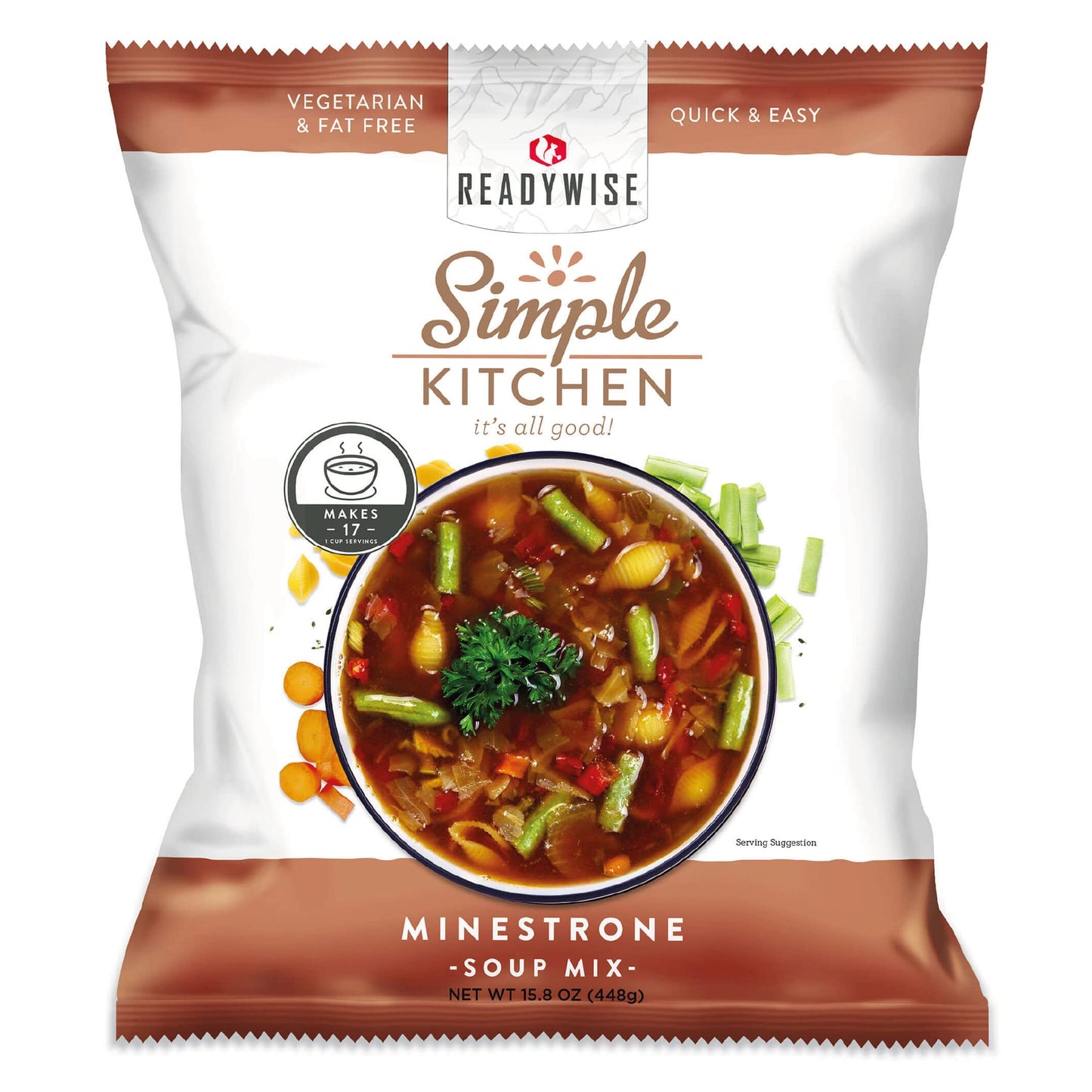 READYWISE - Simple Kitchen, Tomato Basil Soup, 17 Servings, MRE, Gluten Free, & Vegetarian, Food, Soup Mix, for Events, Hiking, Emergency Food Supply, Camping Essentials, or Daily Use, 1 Pack