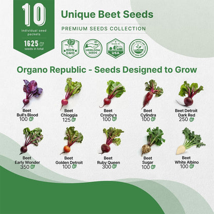 Organo Republic 8 Onion Seeds Variety Pack Heirloom, Non-GMO, Sets for Indoors, Outdoors Gardening. 2200+ Seeds: Walla Walla, Green Onion, Red Burgundy, White & Yellow Sweet Spanish Onions