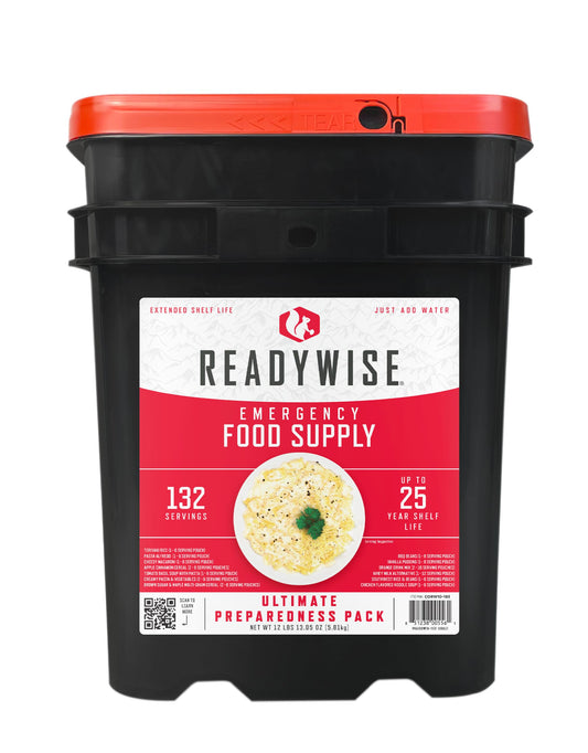 ReadyWise Emergency Food Supply - 132 Servings, Survival Bucket, Dehydrated & Freeze Dried Protein Meals, Camping Essentials, Ready to Eat Disaster Prepping Supplies,up to 25 Year Shelf Life