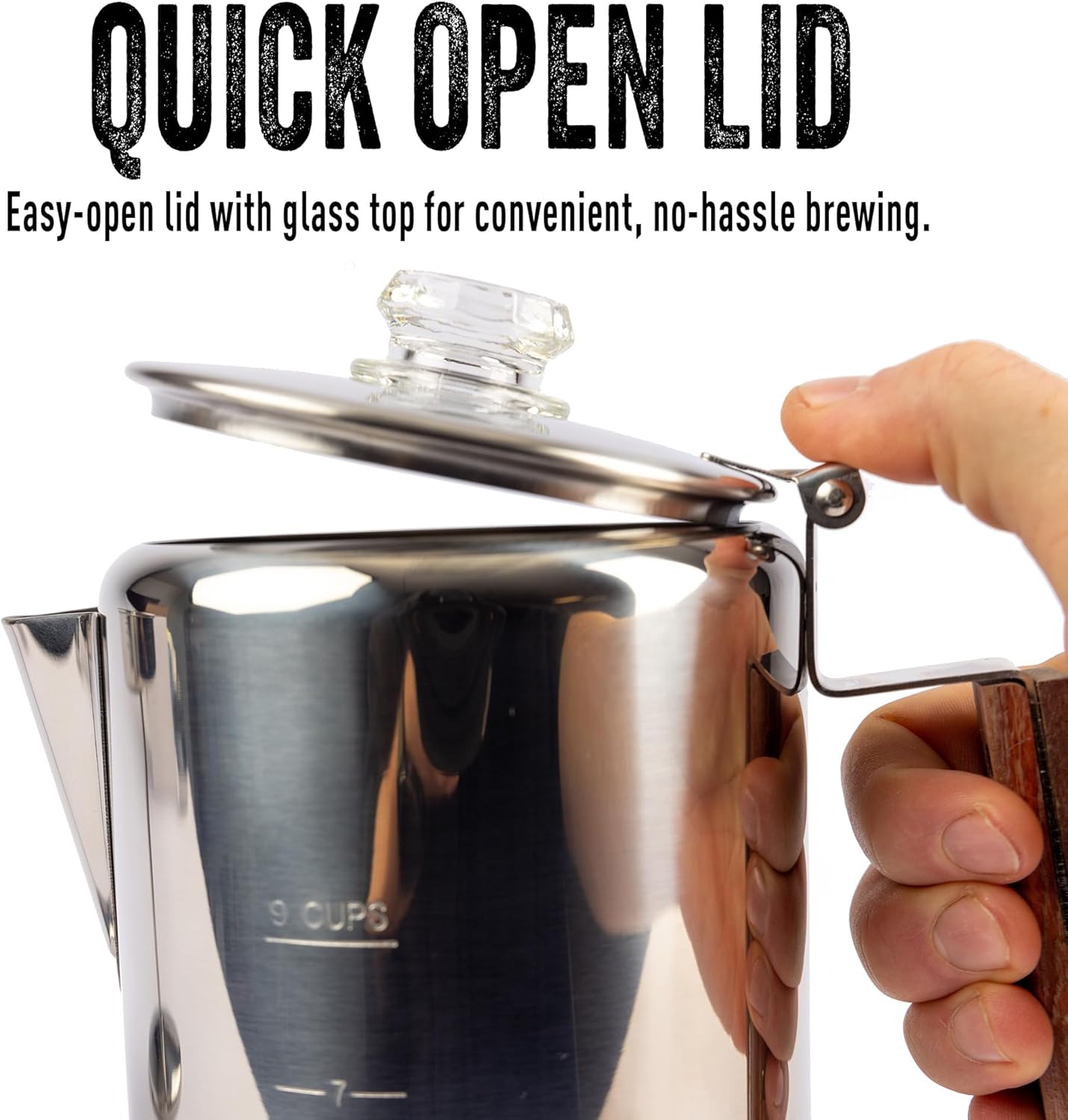 Ready Hour 9 Cup Stainless Steel Coffee Pot | Stovetop Percolator | Coffee Maker for Everyday Use, Camping Trips, and Off-Grid Preparedness