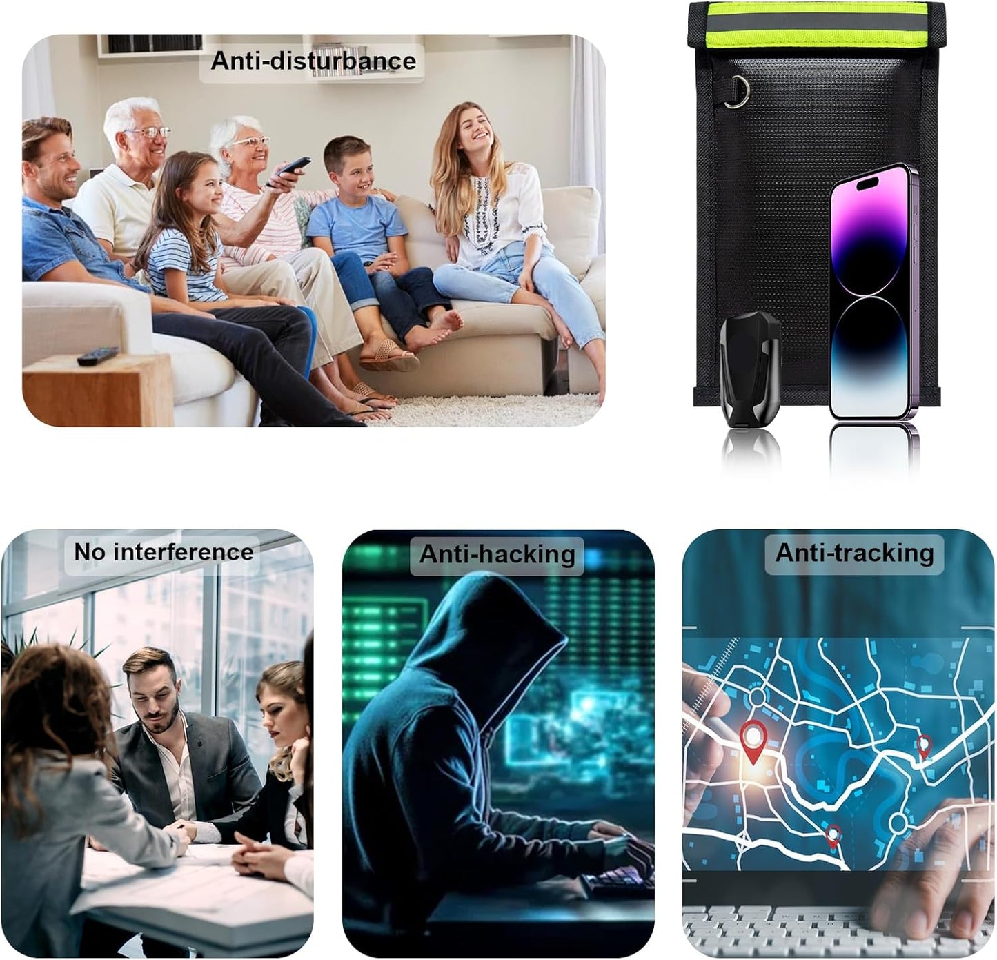 2 Pack Faraday Bags for Phones & Car Keys, Anti-Tracking Anti-Theft Signal Blocking Pouch, Faraday Key Fob Protector