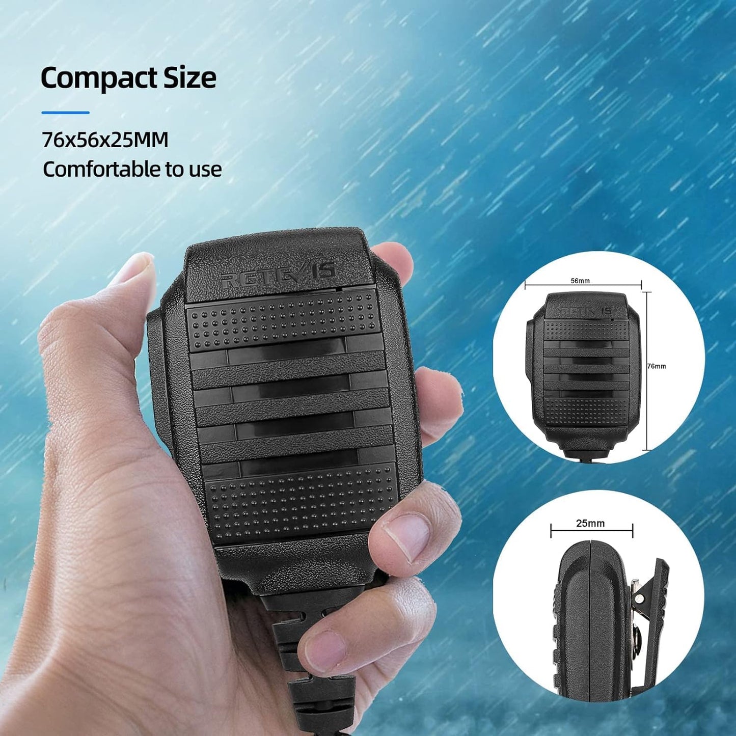 Retevis Walkie Talkie Speaker Mic,IP54 Waterproof 2 Pin Shoulder Speaker Mic,for RT22 RT68 RT27 H777 RB26 RB29,Compatible with BAOFENG UV-5R BF-F8HP PRO 5RM UV-21R K5PLUS Samcom Pxton Tidradio Radio