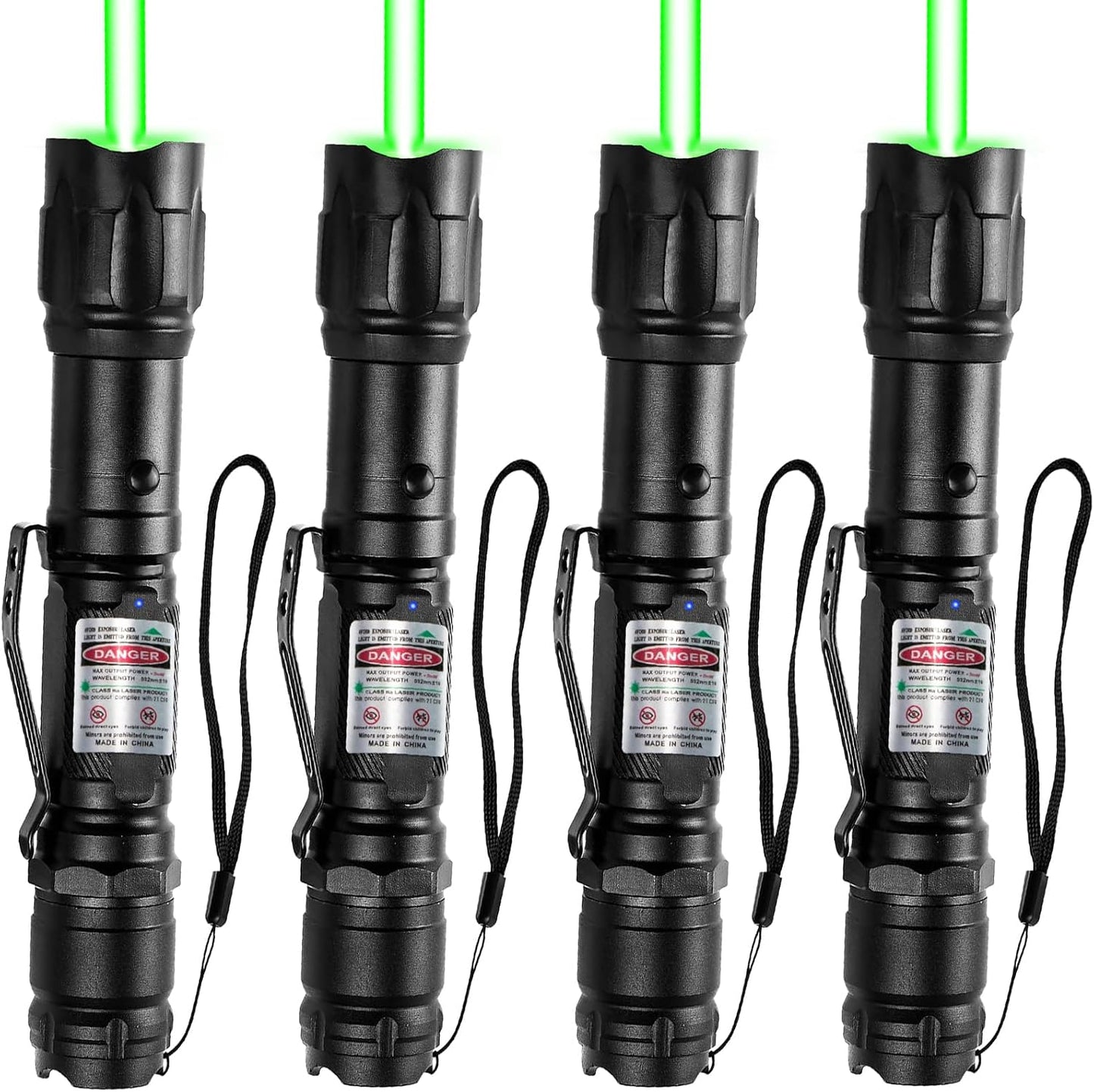 MIPREZT [4 Packs] Professional Rechargeable Green Laser Pointer High Power Green Beam Laser Light Distance Range for TV/LED/LCD Screens Tactical Flashlights Presentation Office/Outdoors [004](4)