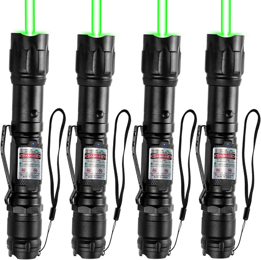 MIPREZT [4 Packs] Professional Rechargeable Green Laser Pointer High Power Green Beam Laser Light Distance Range for TV/LED/LCD Screens Tactical Flashlights Presentation Office/Outdoors [004](4)
