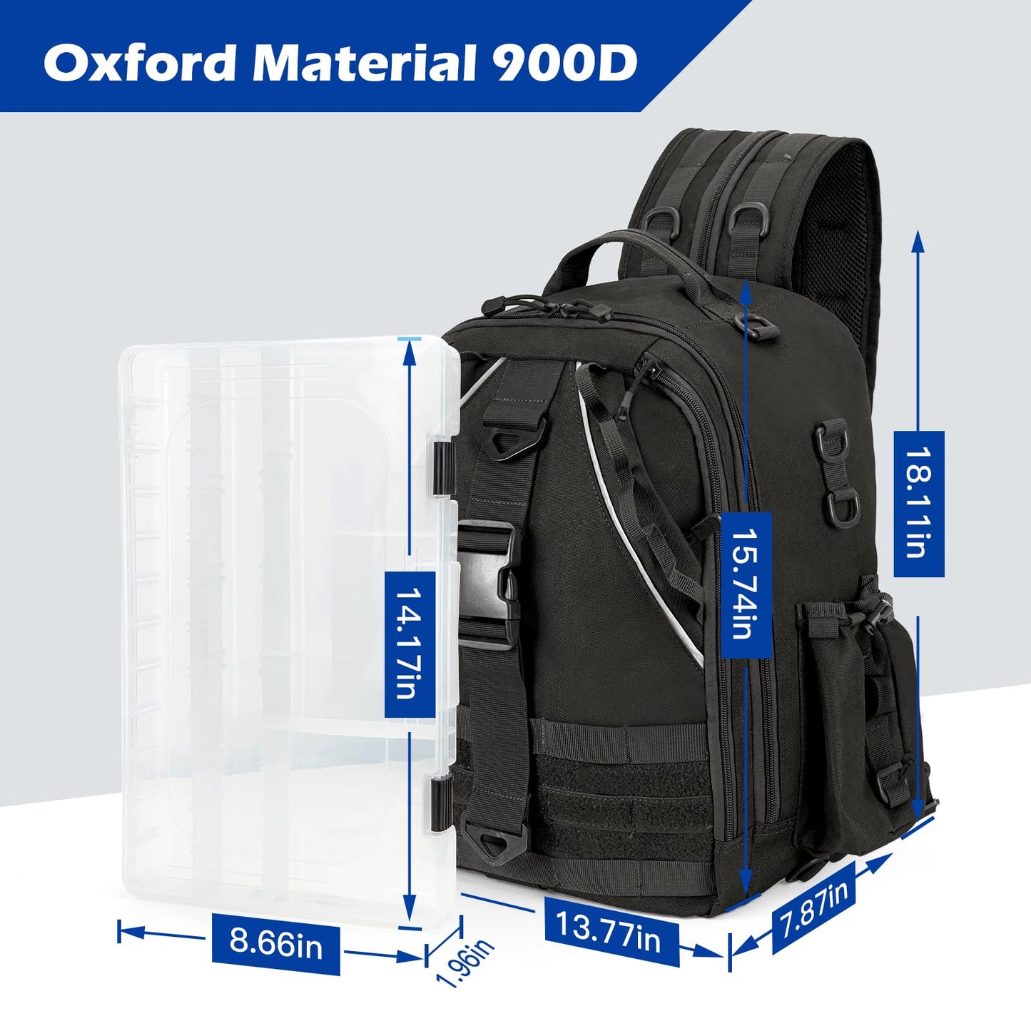 Jueachy Fishing Tackle Backpack: Water-Resistant Fishing Backpack with Rod Holder Fishing Shoulder Storage Bags