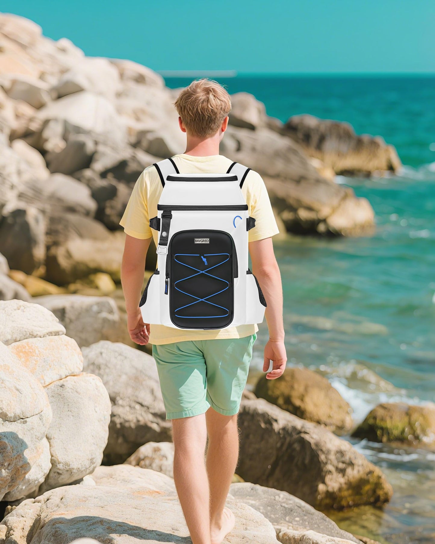 BAVGRED Cooler Backpack Insulated Leak Proof 30 Cans for Men Women,Waterproof Soft Cooler Bag，Lightweight Ice Chest Lunch Backpack for Beach Camping Picnic Travel Worksite Fishing