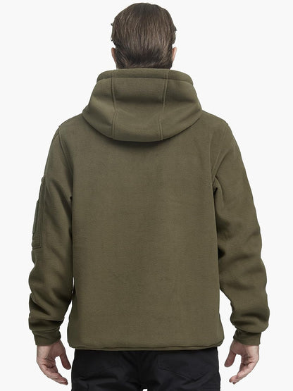 FREE SOLDIER Men's Tactical Winter Fleece Pullover Hoodie Warm Long Fleece lined Hooded Sweatshirt