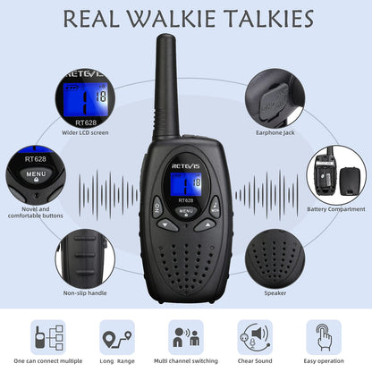 Retevis RT628 Walkie Talkies for Kids,Toys Gifts for 6-12 Years Old Boys Girls,Long Range 2 Way Radio 22CH VOX,Birthday Gift,Family Walkie Talkie for Camping Hiking Indoor Outdoor