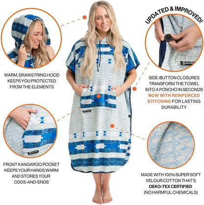 Arcturus Surf Poncho | Hooded Changing Towel & Cover-Up | 100% Cotton Velour | 2-in-1 Design Converts Your Poncho to a Beach Towel (Trestles, Adult)