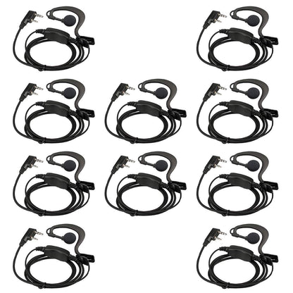 Retevis Case of 10, Two Way Radio Earpiece with Mic Single Wire Earhook Headset for RT22 RT21 RT68 RT68H H777 H777H RT86A RT86S, Compatible with Pxton Baofeng BF-888S BF-T26 Kenwood Walkie Talkies