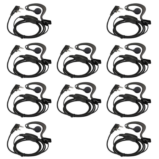 Retevis Case of 10, Two Way Radio Earpiece with Mic Single Wire Earhook Headset for RT22 RT21 RT68 RT68H H777 H777H RT86A RT86S, Compatible with Pxton Baofeng BF-888S BF-T26 Kenwood Walkie Talkies
