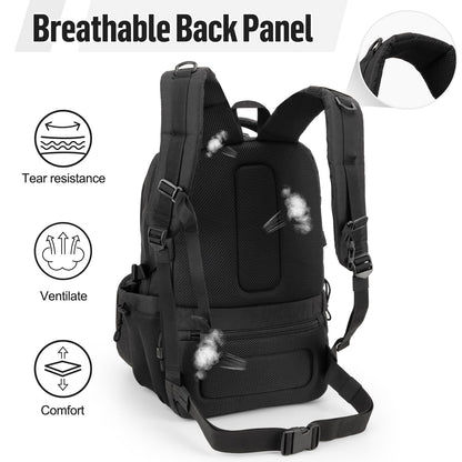 Jueachy Tactical Backpack with Lunch Box for Men: Laptop Compartment Bookbag with lunchbox for Work School for Women Mens Black